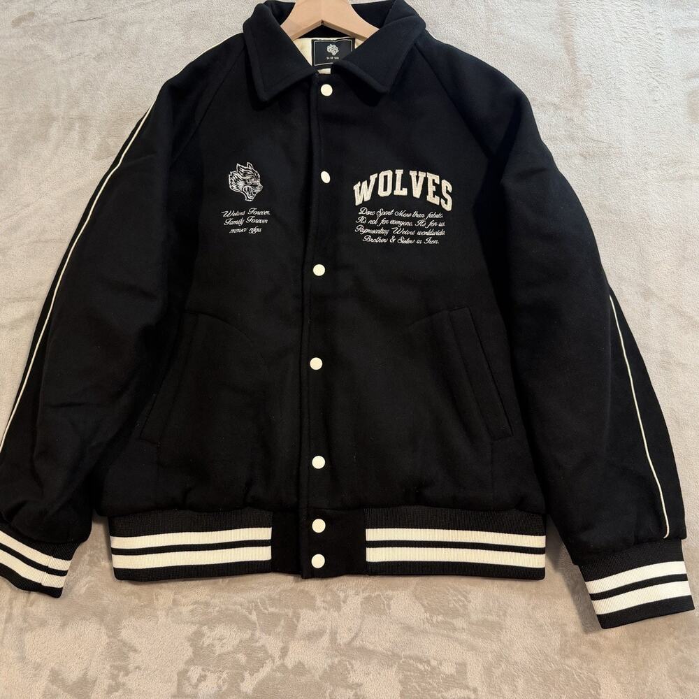 Darc Sport Wolves Letterman Jacket Mens Size XL Wool Blend Black/white Wool